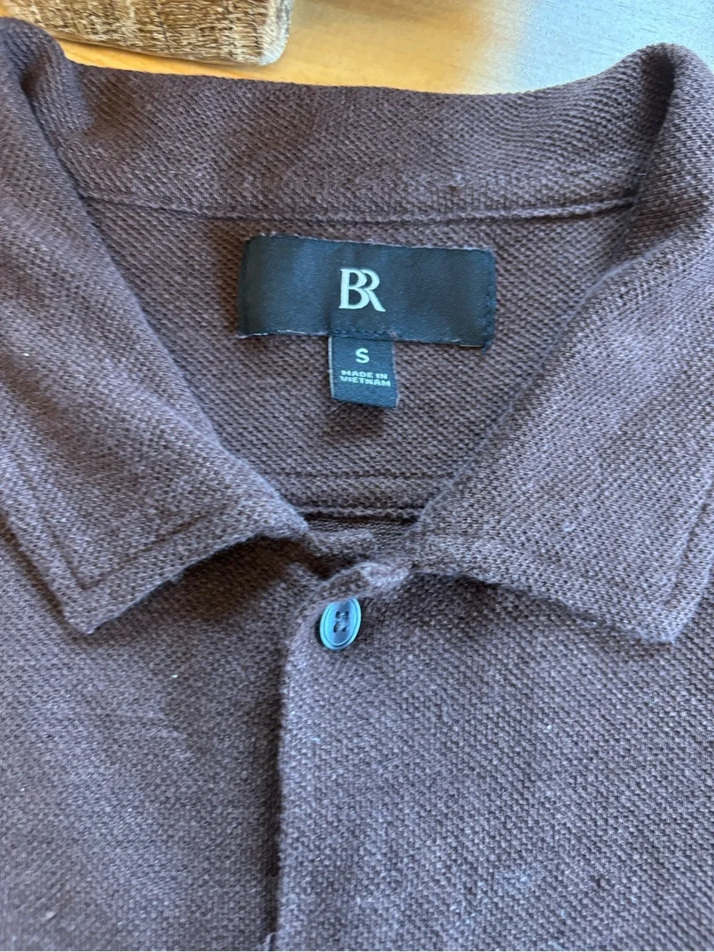 Banana Republic Brown Short-Sleeve Button-Down Knit Shirt